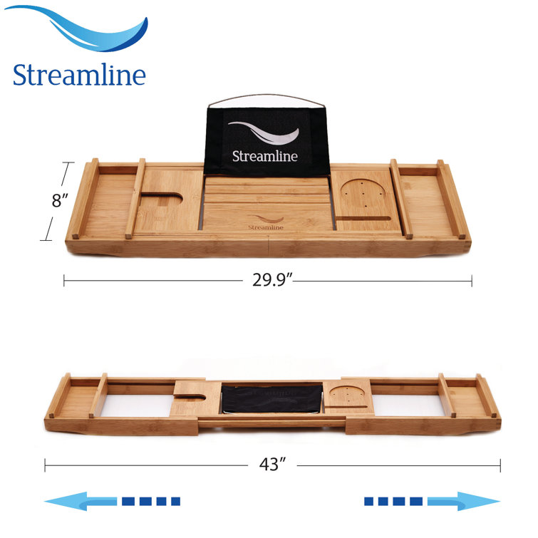 61" White Acrylic Clawfoot Freestanding Soaking Bathtub with Bamboo Tray