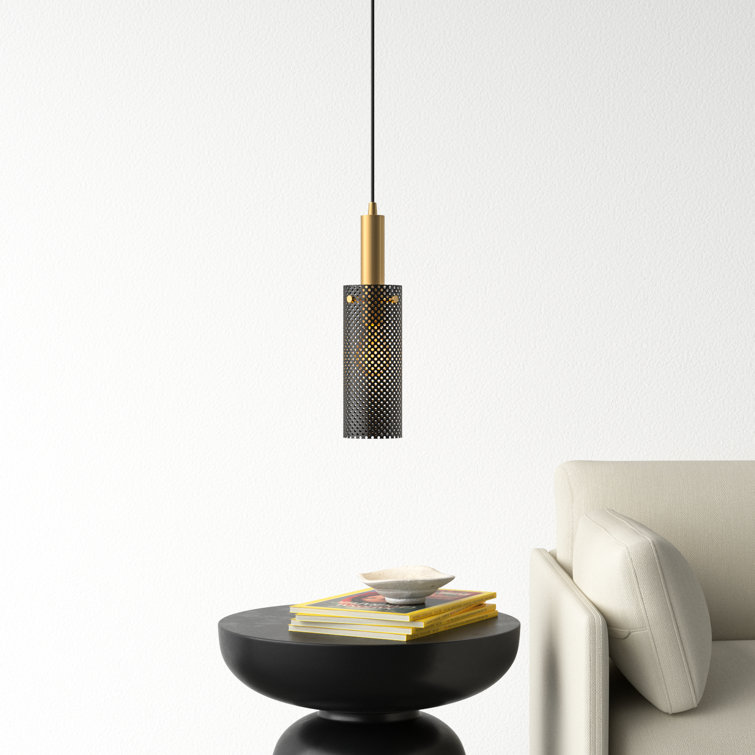 Matte Black and Satin Brass 3.5" Mini Globe Pendant Light