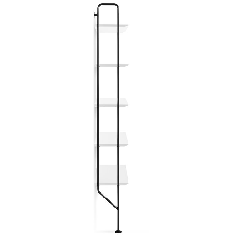 Black and White Metal and Wood Wall-Mounted Bookcase
