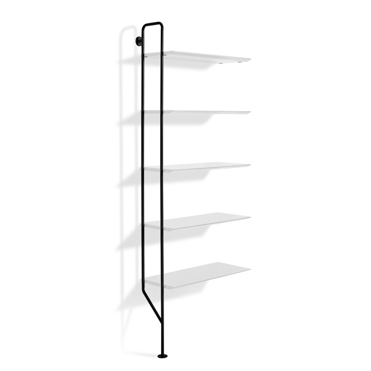 Black and White Metal and Wood Wall-Mounted Bookcase