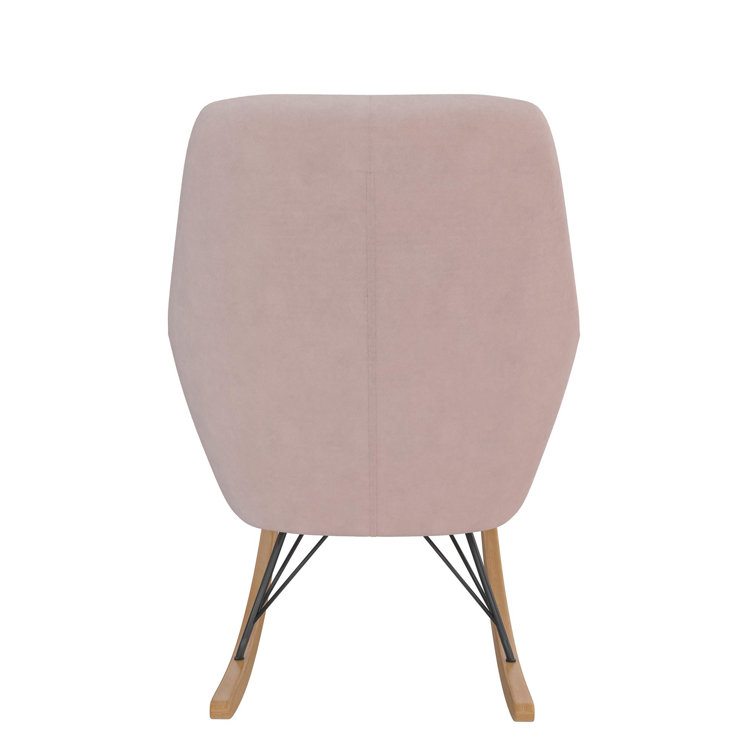Pale Pink Velvet Upholstered Nursery Rocking Chair