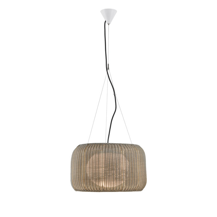 Fora Elegance 2-Light Drum Pendant in Light Beige with Aluminum Accents