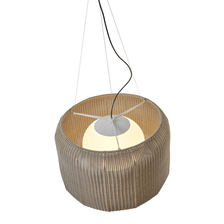 Natural White Aluminum Drum Pendant Light with Light Beige Shade