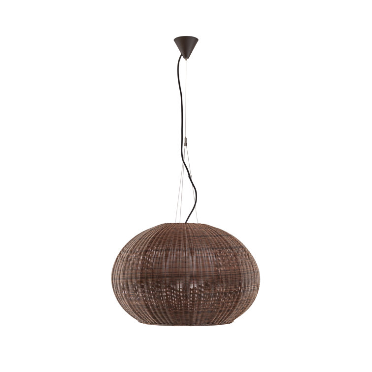 Garota Handwoven Drum LED Pendant in Graphite Brown