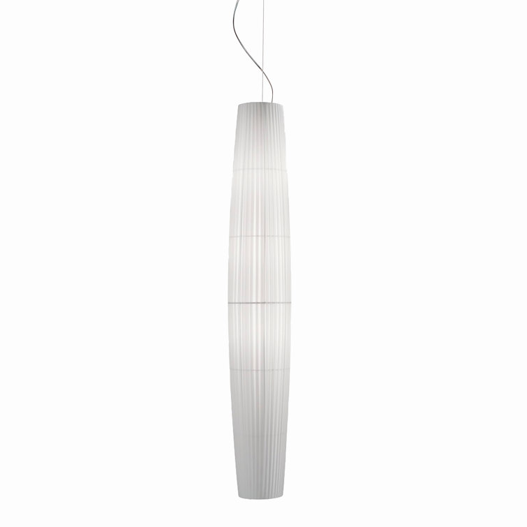 Maxi 1-Light Cylinder Pendant with Cream Translucent Ribbon Shade