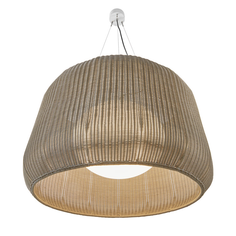 Natural White Aluminum Drum Pendant Light with Light Beige Shade