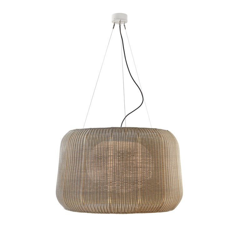 Natural White Aluminum Drum Pendant Light with Light Beige Shade