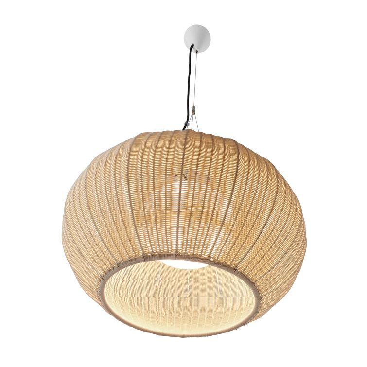 Garota Hand-Woven Globe Pendant with Adjustable LED Lighting