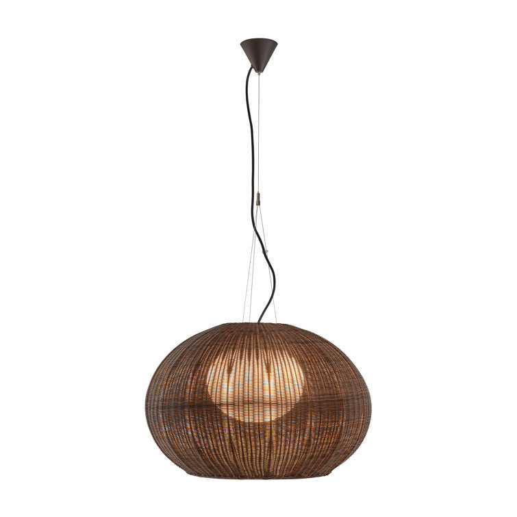Garota Handwoven Drum LED Pendant in Graphite Brown