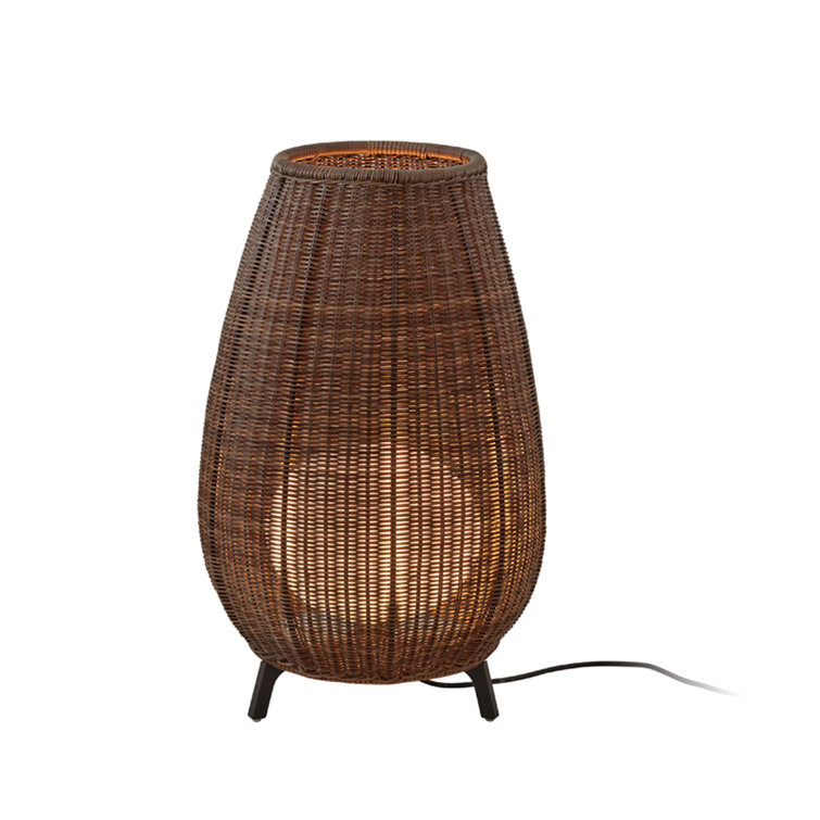 Amphora 30.51" Brown Rattan LED Outdoor Floor Lamp