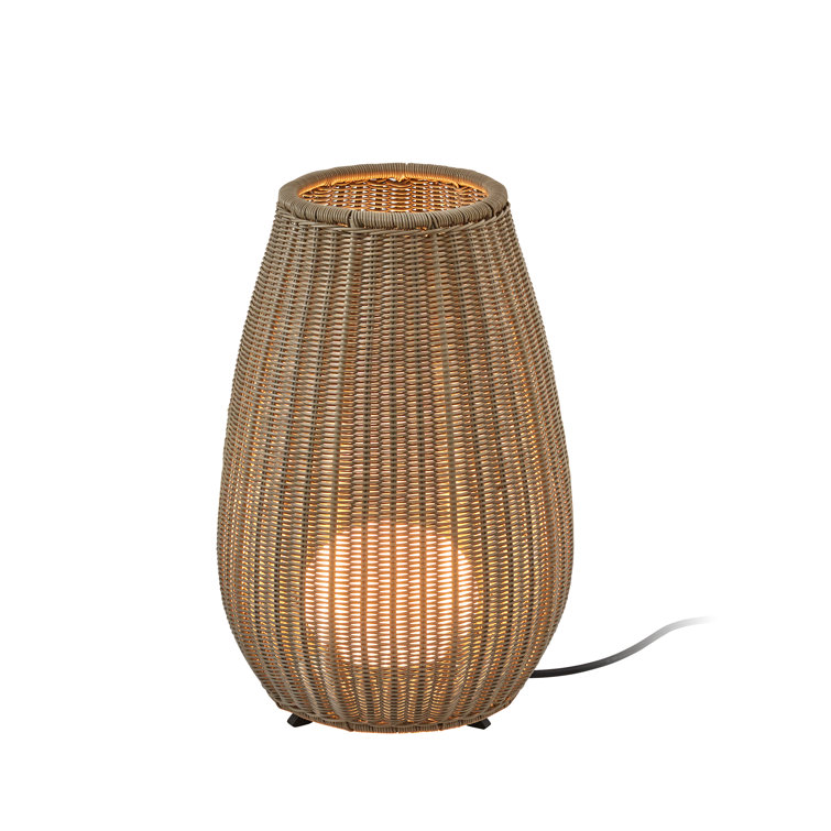 Light Beige Handwoven Synthetic Fiber Outdoor Floor Lamp