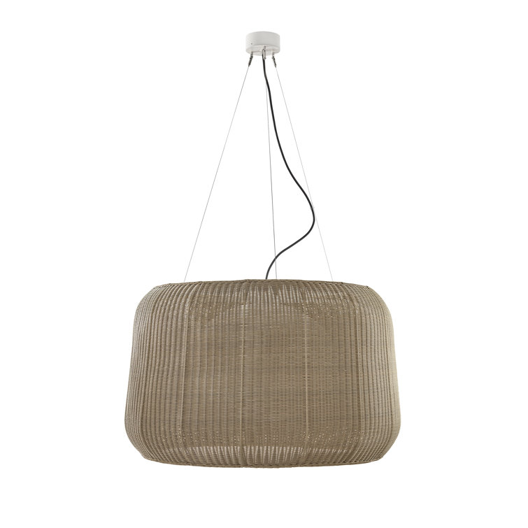 Natural White Aluminum Drum Pendant Light with Light Beige Shade