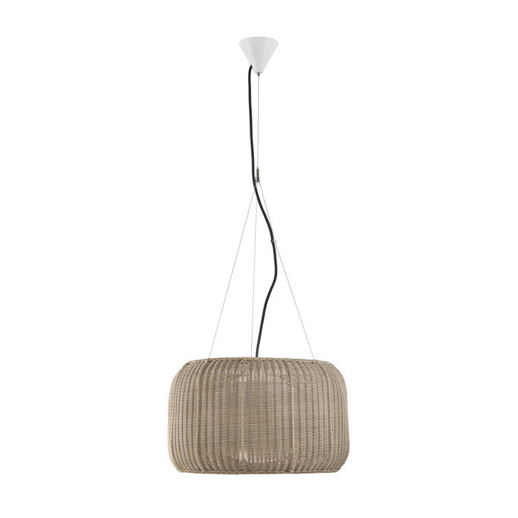 Fora Elegance 2-Light Drum Pendant in Light Beige with Aluminum Accents