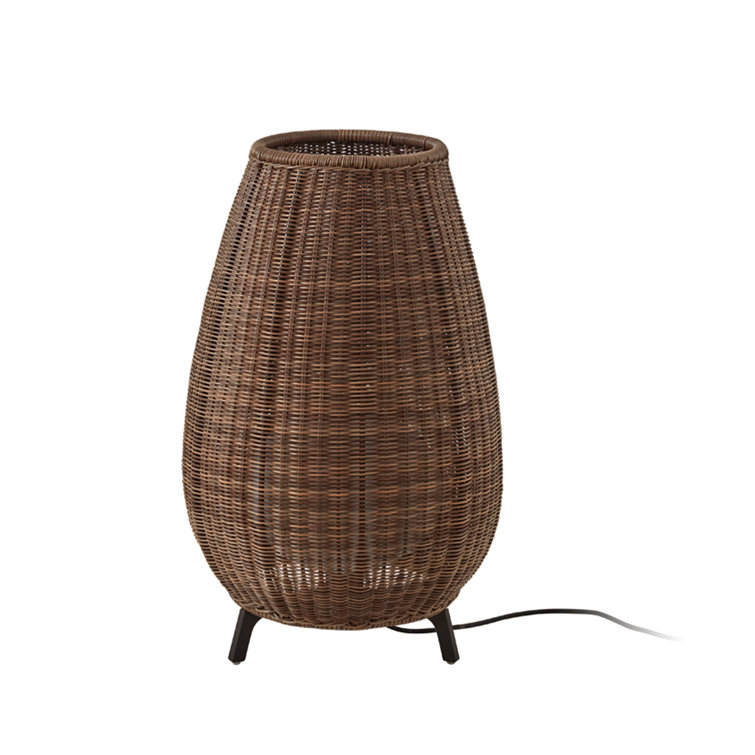 Amphora 30.51" Brown Rattan LED Outdoor Floor Lamp
