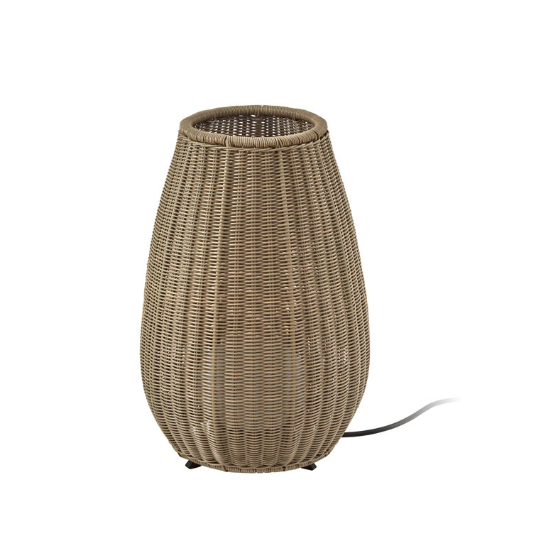Light Beige Handwoven Synthetic Fiber Outdoor Floor Lamp