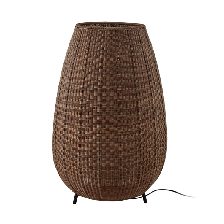 Amphora 53.94" Rattan Brown LED Outdoor Floor Lamp