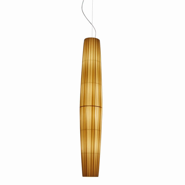 Maxi 1-Light Unique Cylinder Pendant with Cream Translucent Ribbon Shade