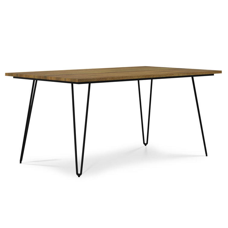 Hunter Light Brown Mango Wood Industrial Dining Table with Black Metal Legs