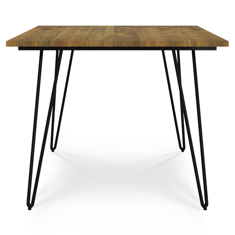 Hunter Light Brown Mango Wood Industrial Dining Table with Black Metal Legs