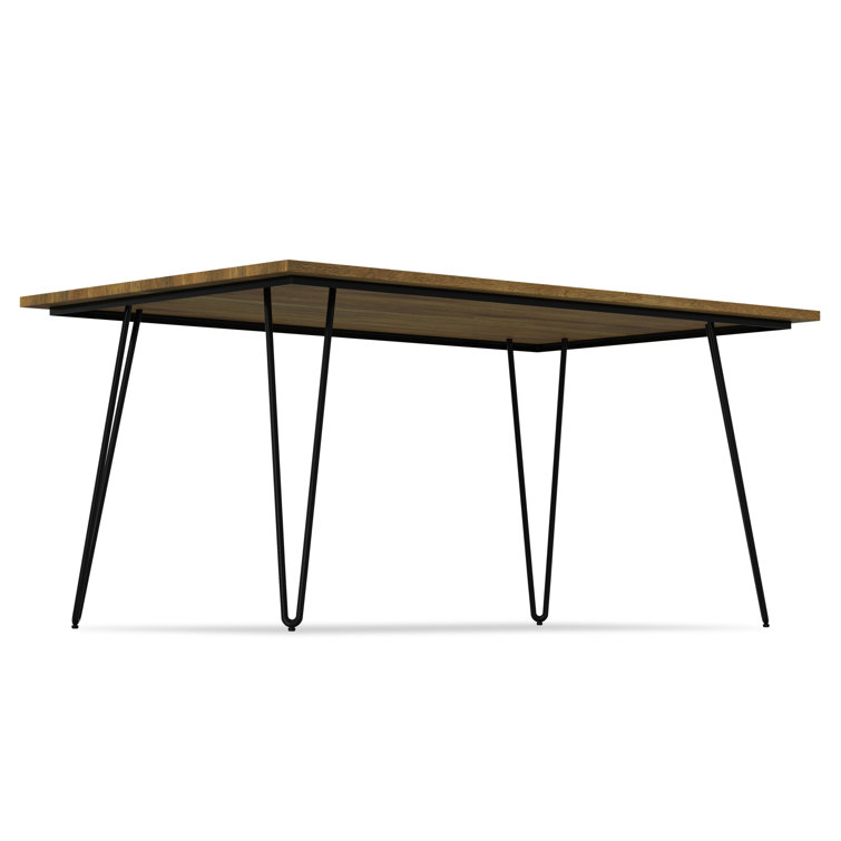 Hunter Light Brown Mango Wood Industrial Dining Table with Black Metal Legs