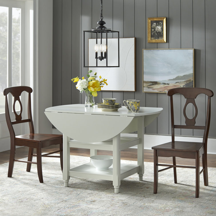 Napoli Round White and Brown Solid Wood Dining Set