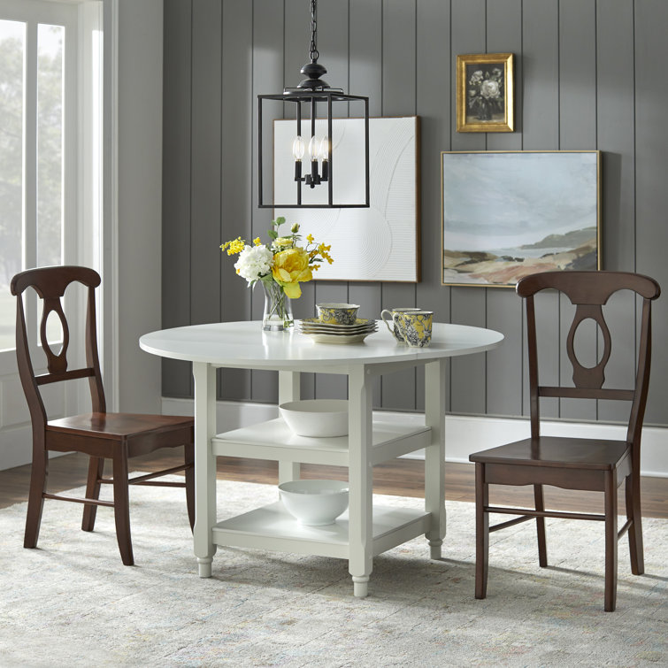 Napoli Round White and Brown Solid Wood Dining Set