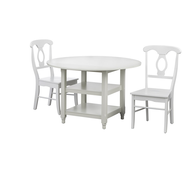 Napoli Round White and Brown Solid Wood Dining Set