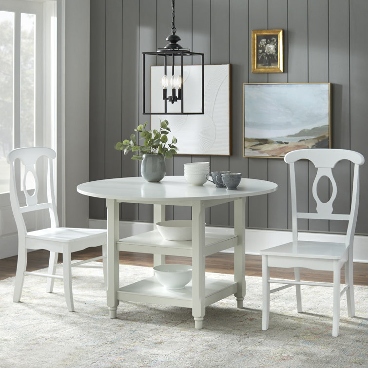 Napoli Round White and Brown Solid Wood Dining Set