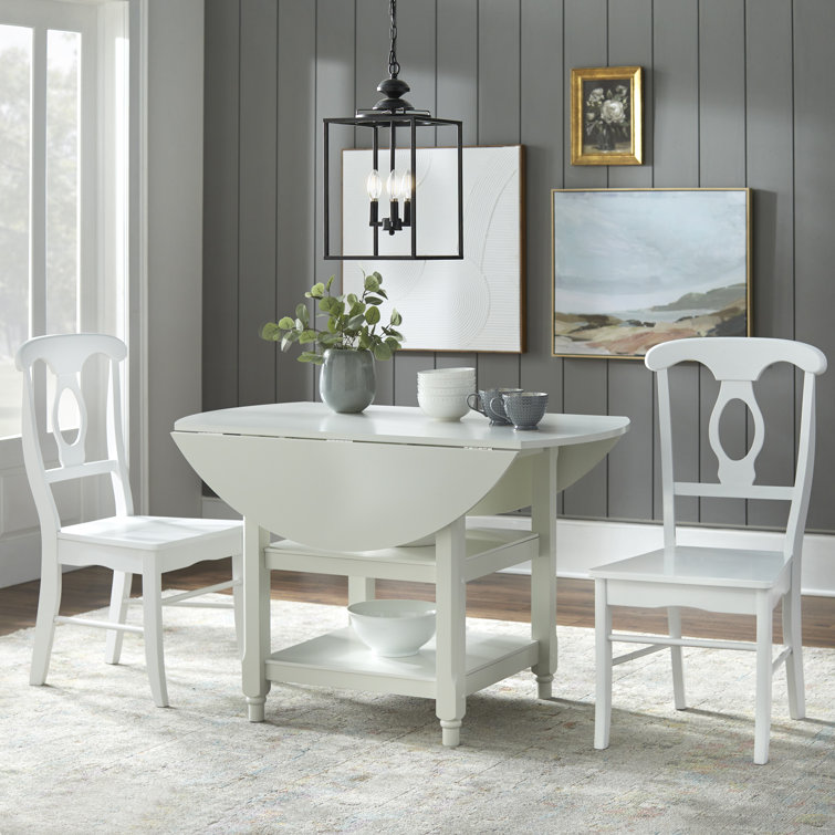 Napoli Round White and Brown Solid Wood Dining Set