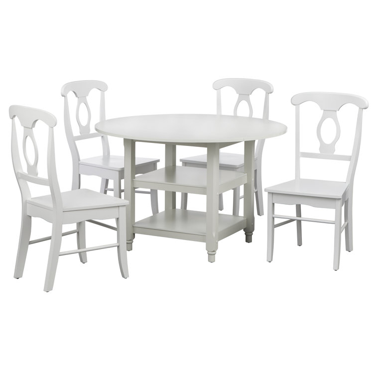 Napoli White and Walnut 5-Piece Drop Leaf Dining Set