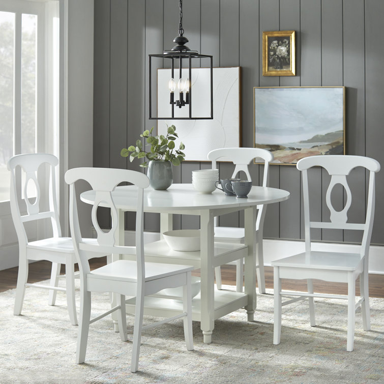 Napoli White and Walnut 5-Piece Drop Leaf Dining Set