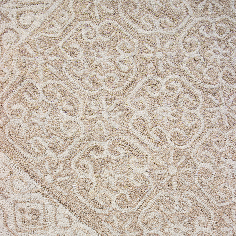 Handmade Beige Wool Rectangular 5' x 7' Tufted Area Rug