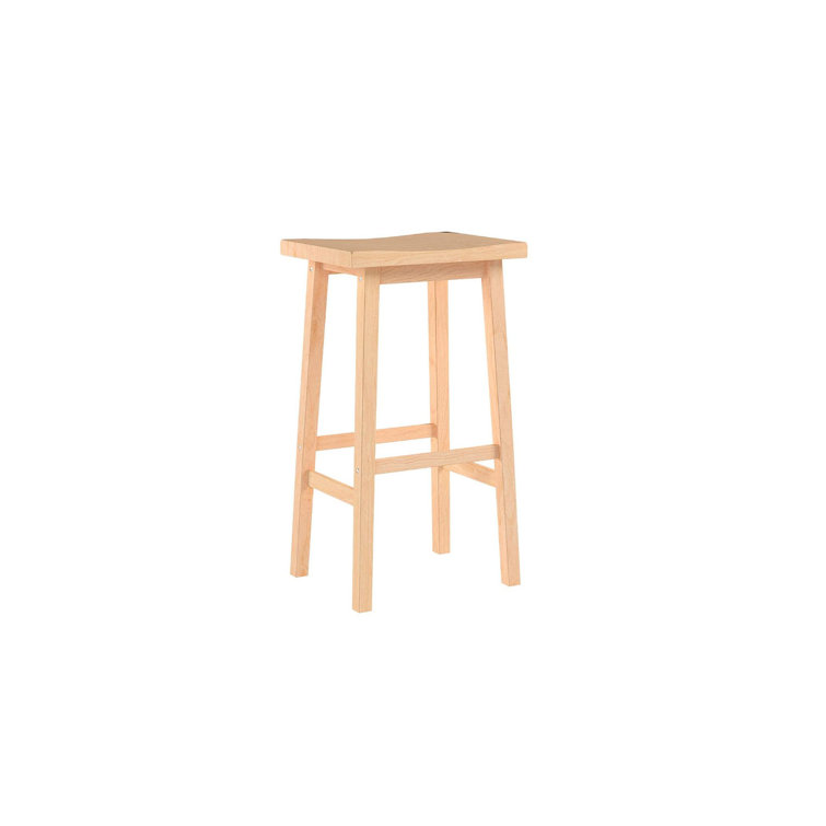 Adjustable Natural Wood Backless Saddle-Style Counter Stool