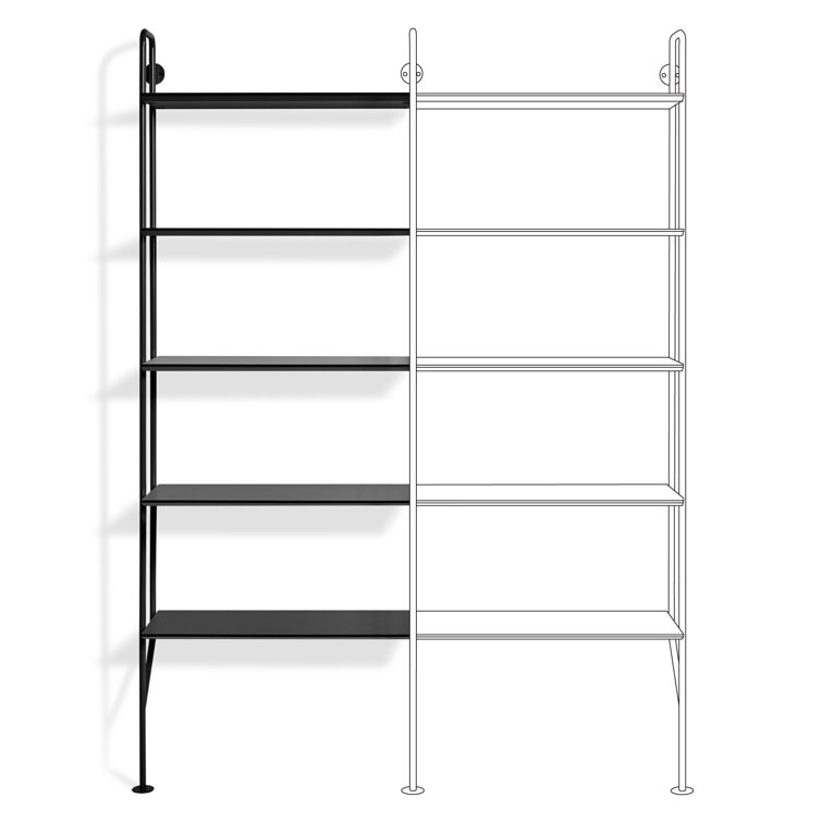 Black Wood and Steel Add-On Library Bookcase