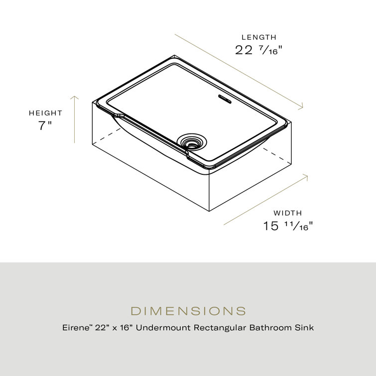 Eirene 16'' White Solid Surface Rectangular Undermount Bathroom Sink