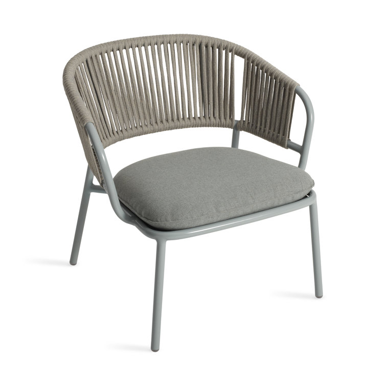 Gray Woven Rope and Aluminum Outdoor Lounge Chair