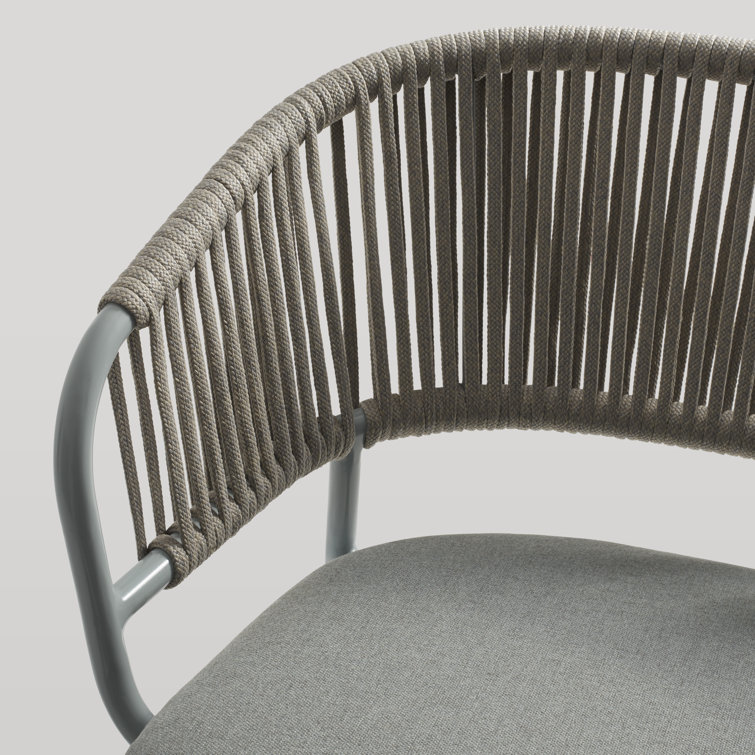 Gray Woven Rope and Aluminum Outdoor Lounge Chair