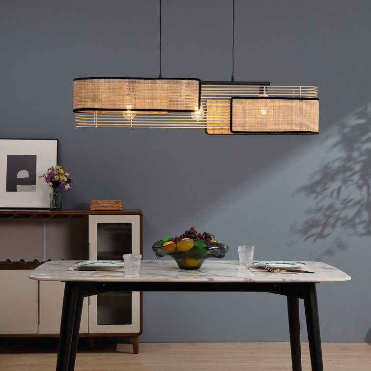 Bohemian Aluminum and Wicker 3-Light Island Pendant