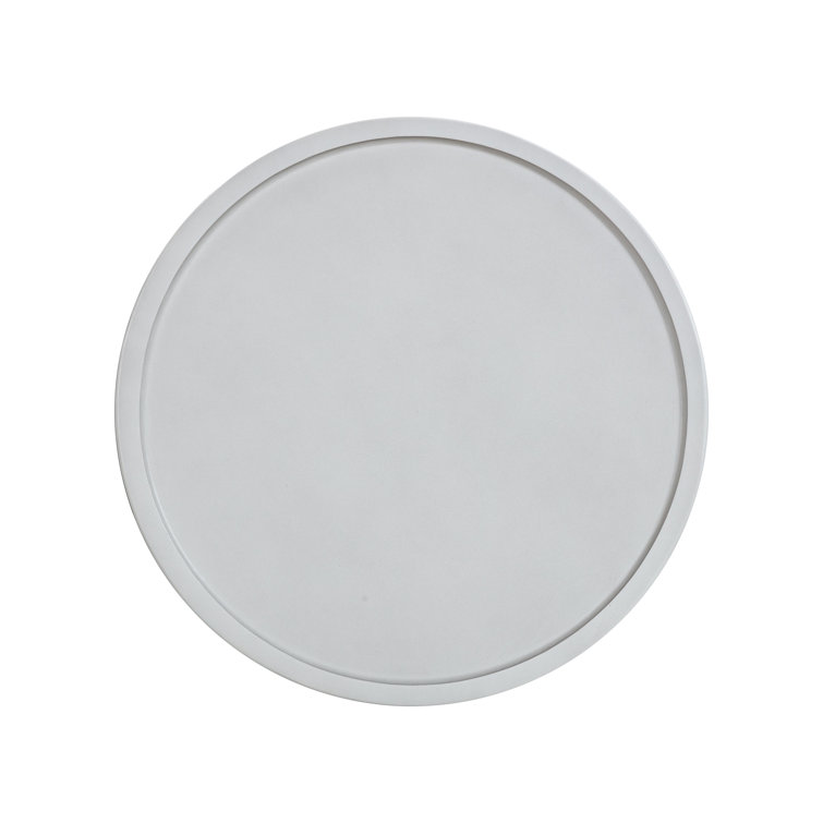 White Ribbed Concrete Round Side Table 17.8" x 19.8"