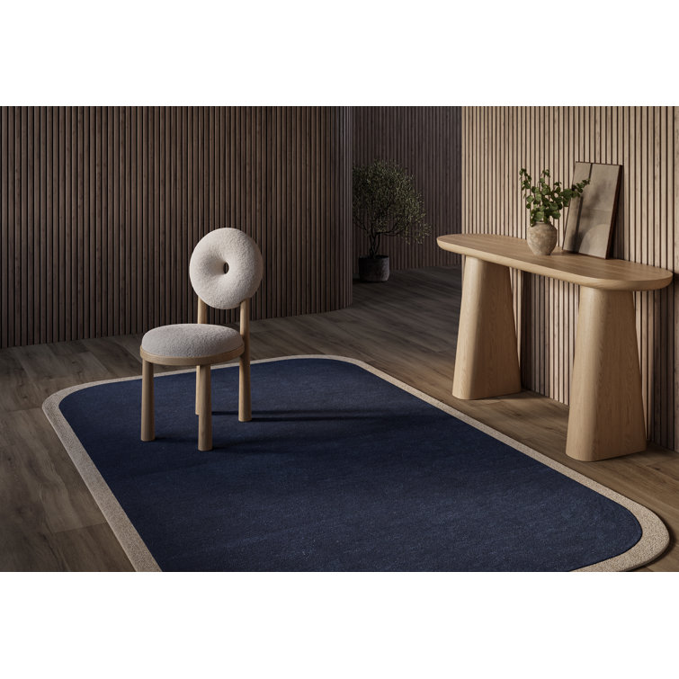 Navy and Cream Hand-Tufted Wool Area Rug, 8' x 10'