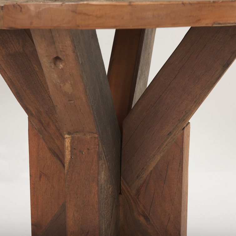 Provence Round Brown Solid Wood End Table