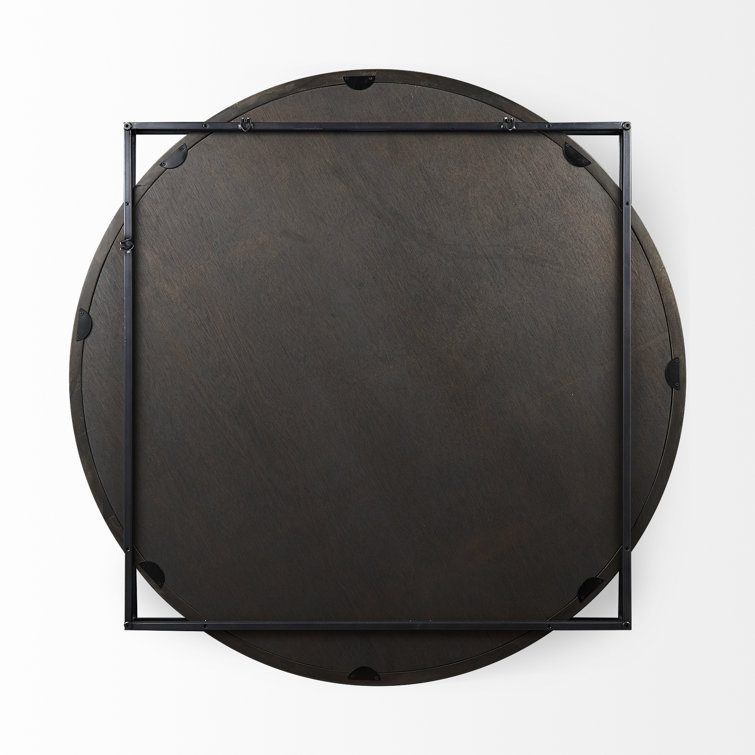 Norbert 46" Square Black Wood and Metal Wall Mirror