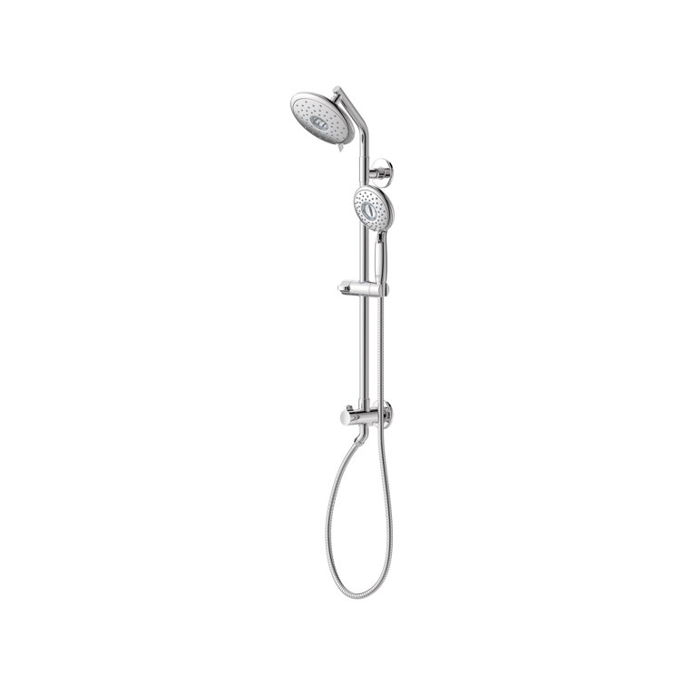 Polished Chrome Adjustable Dual Shower System with Handheld and Rain Heads