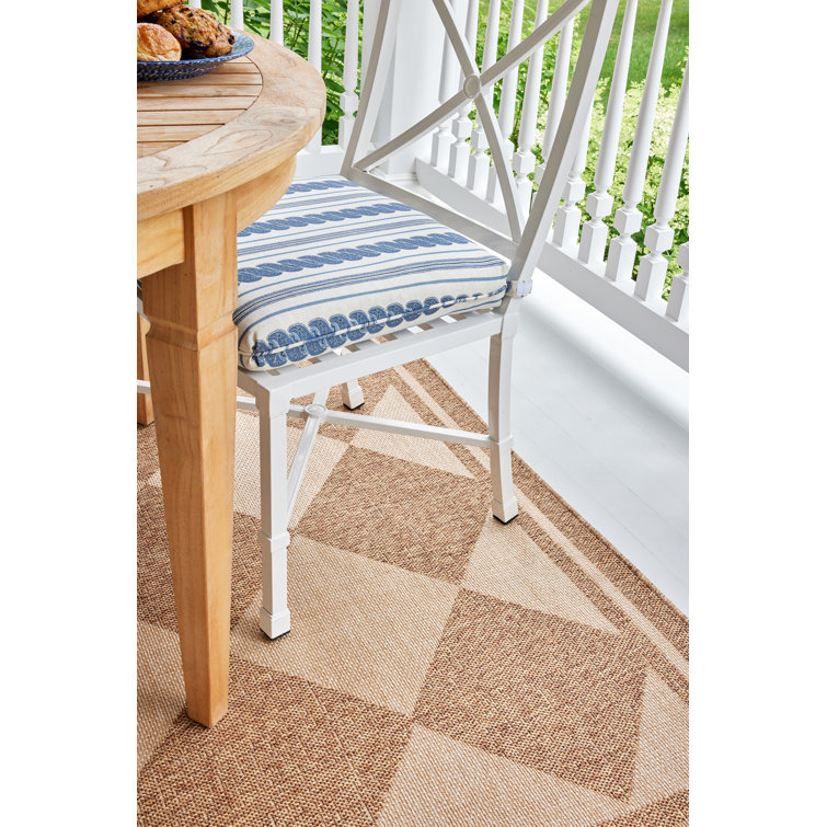 Natural Diamond Pattern Rectangular Indoor/Outdoor Rug