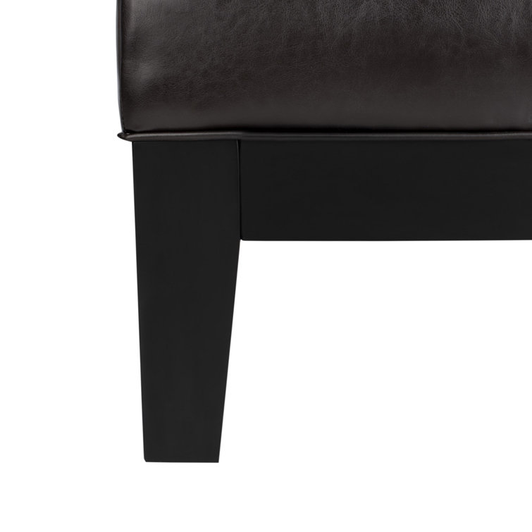 Transitional Tufted Cocktail Ottoman in Quilted Brown Faux Leather