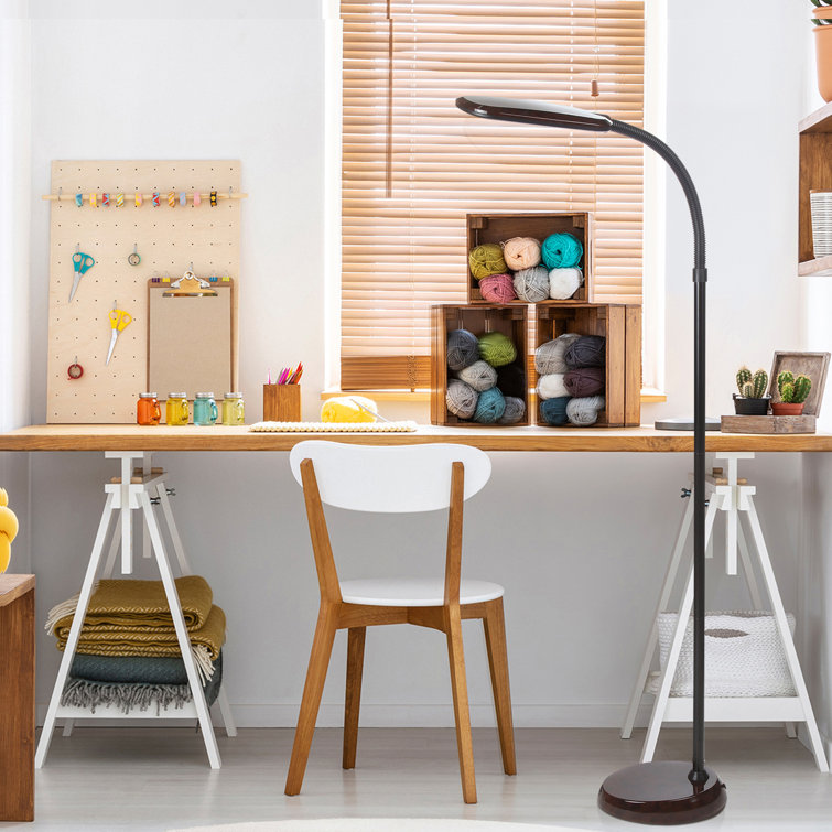 Adjustable Havana Brown LED Floor Lamp for Kids' Reading and Crafts