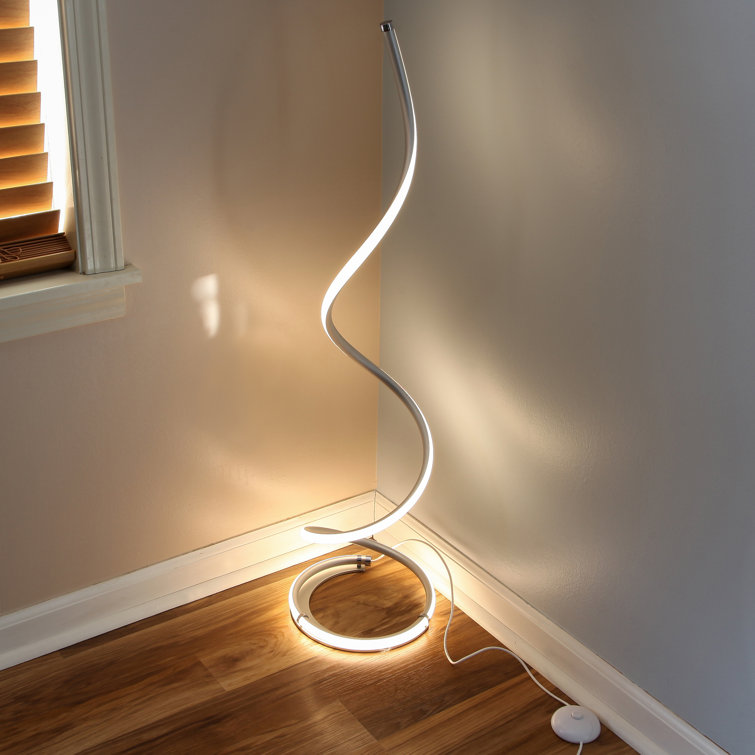Platinum Silver Adjustable 38" LED Floor Lamp with 3-Way Switch