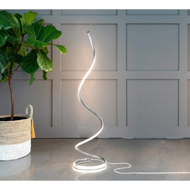 Platinum Silver Adjustable 38" LED Floor Lamp with 3-Way Switch