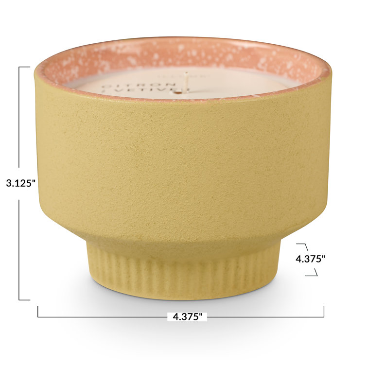 Citron & Vetiver Yellow Ceramic Candle with Ribbed Foot