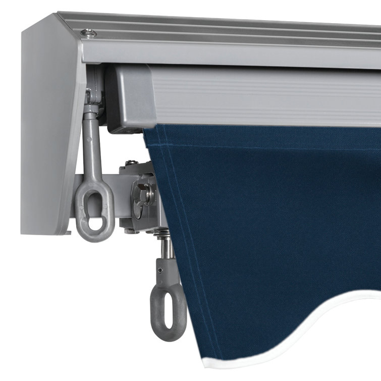 Navy Blue Motorized Retractable Patio Awning with Acrylic Canopy